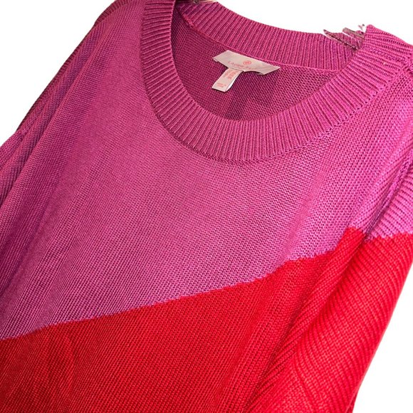 Laurie felt red purple color block diaganol oversized sweater 2X - Picture 3 of 3